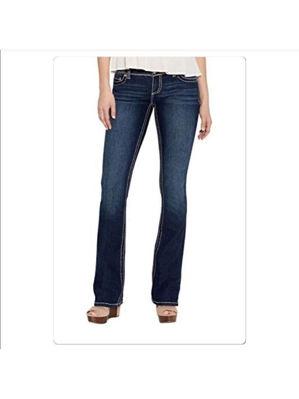 Maurices Boot Cut Dark Wash Flap Pocket Jeans Jr Size 1/2